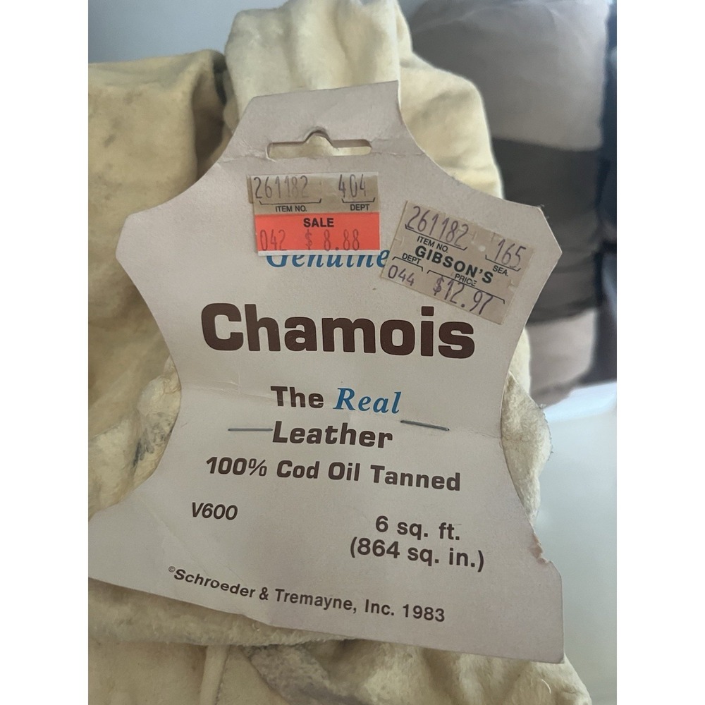 Vintage NOS 1983 Schroeder & Tremayne Genuine Leather Chamois 6 Sq Ft V600